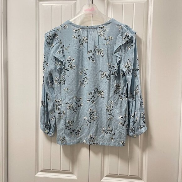 Lucky Brand Taylor Ruffle Peasant Blouse Blue - Small - Picture 4 of 16